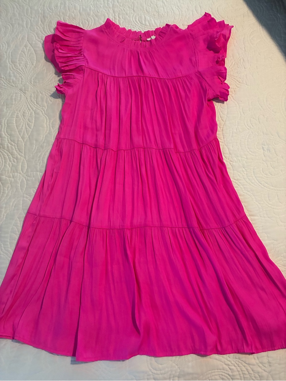 JODIFL Hot Pink Ruffled Tiered Girls Dress